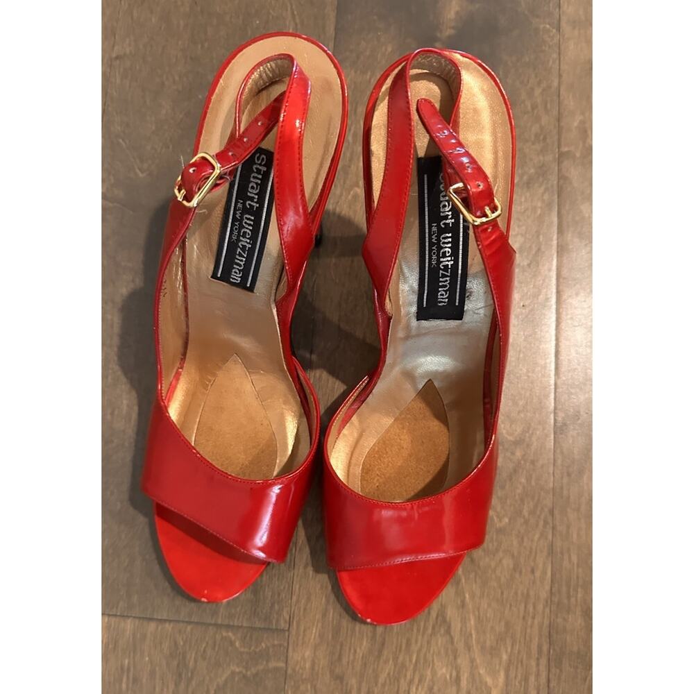 Red Patent Stewart Weitzman Sling backs 8 Vintage Perfect Y2k